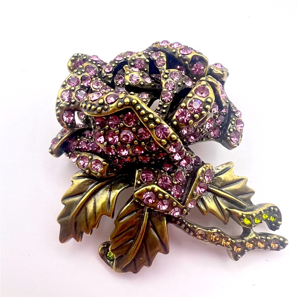 Heidi Daus “Beloved Tea Rose Elegance” Swarovski Pavé Crystal Brooch – Rare